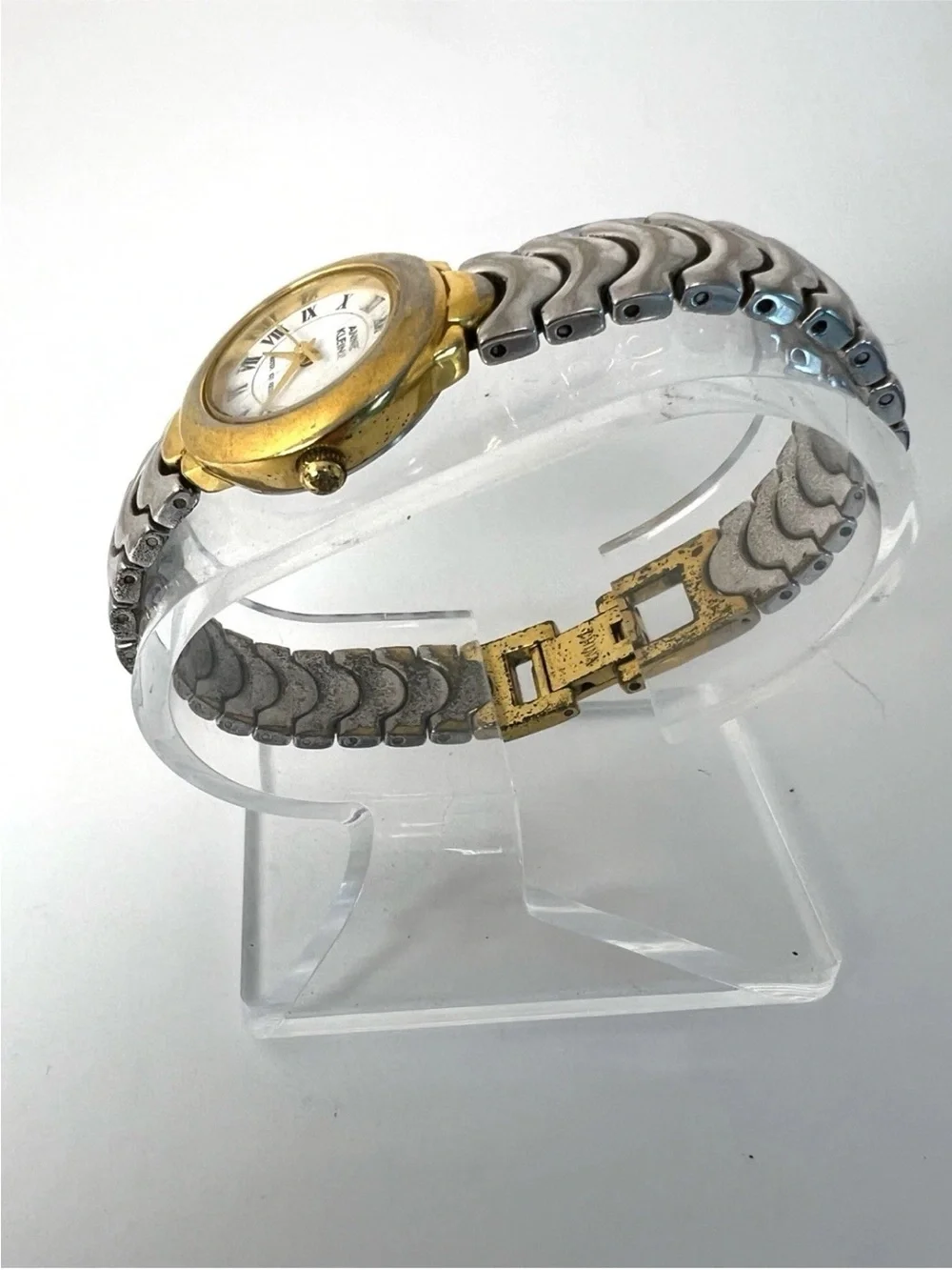 Anne Klein Two-Tone Gold and Silver Round Dial Watch